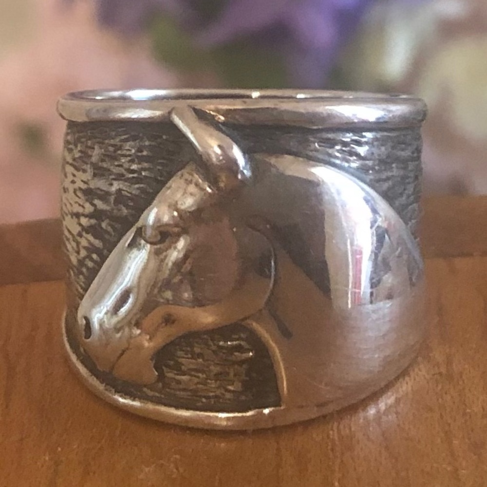 Rare Vintage Silpada Sterling Silver Equestrian Horse Head Ring R1460 Size 6 - Picture 11 of 12